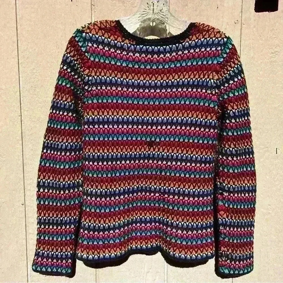 Cold Water Creek Women’s Colorful Rainbow Zip Up Sweater Cardigan Small - Picture 5 of 5